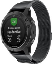 Milanees Smartwatch bandje - Geschikt voor  Garmin Fenix 5 / 6 Milanese band - zwart - Horlogeband / Polsband / Armband