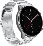 Stalen Smartwatch bandje - Geschikt voor Strap-it Xiaomi Amazfit GTR 2 / 2e stalen band - zilver - bandbreedte 22mm - 46mm - Strap-it Horlogeband / Polsband / Armband