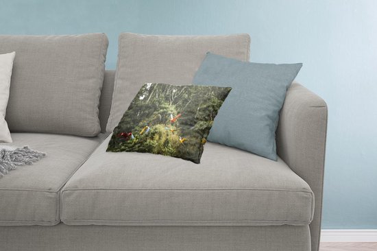 Sierkussen pour la vie forestière à l'intérieur - Perroquets dans la forêt tropicale - 50x30 cm - Coussin rectangulaire en coton
