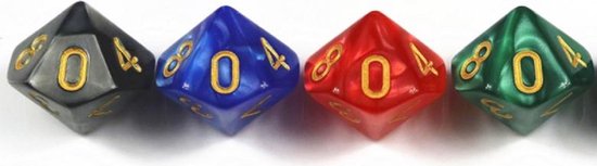 Thumbnail van een extra afbeelding van het spel 10-Kantige Dobbelsteen (SET van 10 STUKS) - D10 - Wit Goud - Hoge Kwaliteit - 10 Zijdige Dobbelsteen - Stipco