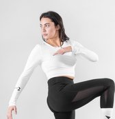 Body & Fit Perfection Stretch Cropped Top - Sportshirt Dames - Lange mouwen - Maat: S - Wit
