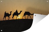 Muurdecoratie Silhouet van kamelen in India - 180x120 cm - Tuinposter - Tuindoek - Buitenposter