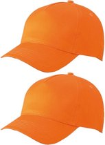 Set van 6x stuks 5-panel baseball petjes /caps in de kleur oranje voor volwassenen - Supporters/koningsdag