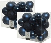 52x stuks kunststof kerstballen donkerblauw (night blue) 6-8-10 cm - Onbreekbare plastic kerstballen