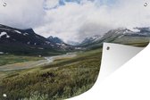 Muurdecoratie De groene valleien in het Nationaal park Sarek in Zweden - 180x120 cm - Tuinposter - Tuindoek - Buitenposter