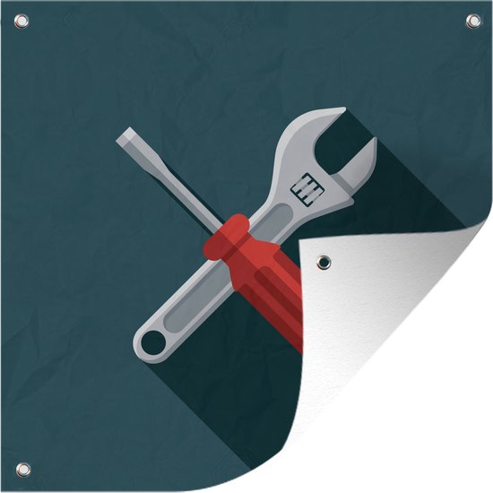 Posters de jardin Illustration d'outils pour enfants - 50x50 cm - Toile de jardin - Affiche d'extérieur