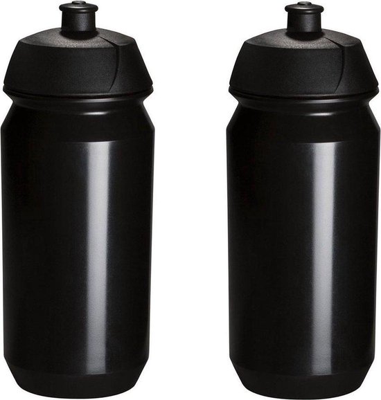 set Bidonnen met aluminium bidonhouders - bestaande uit 2x 500ml Tacx Shiva bidons met bidonhouder - Zwart — afbeelding 4
