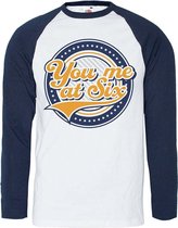 You Me At Six Longsleeve shirt -XL- Crest Wit/Blauw