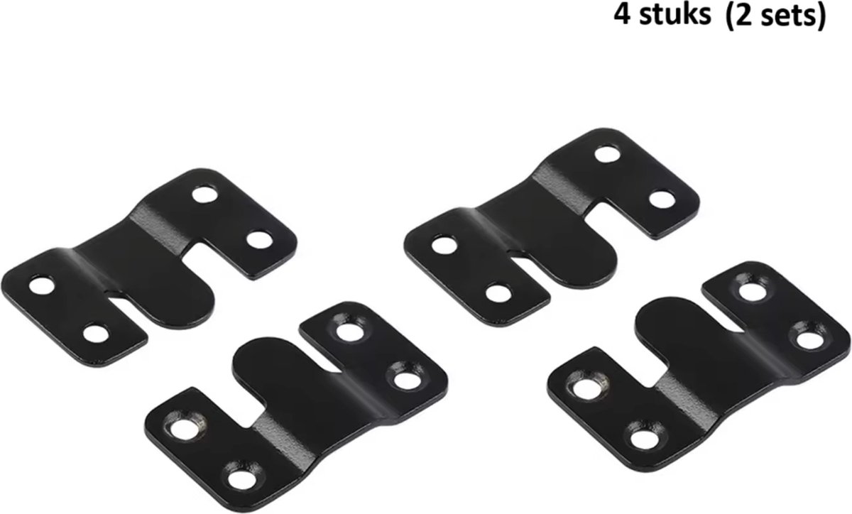TLVX 2 sets Sterke Meubel Klem Connectors Zwart 54mm x 30mm – Ophangsysteem Kast – Keukenkastjes – Fotolijsten – Bankstel samenvoegen – Beugel interlock – Muurhaken – RVS Bevestiging Gesp – Ophangbeugels – Demontabel – (4 stuks)