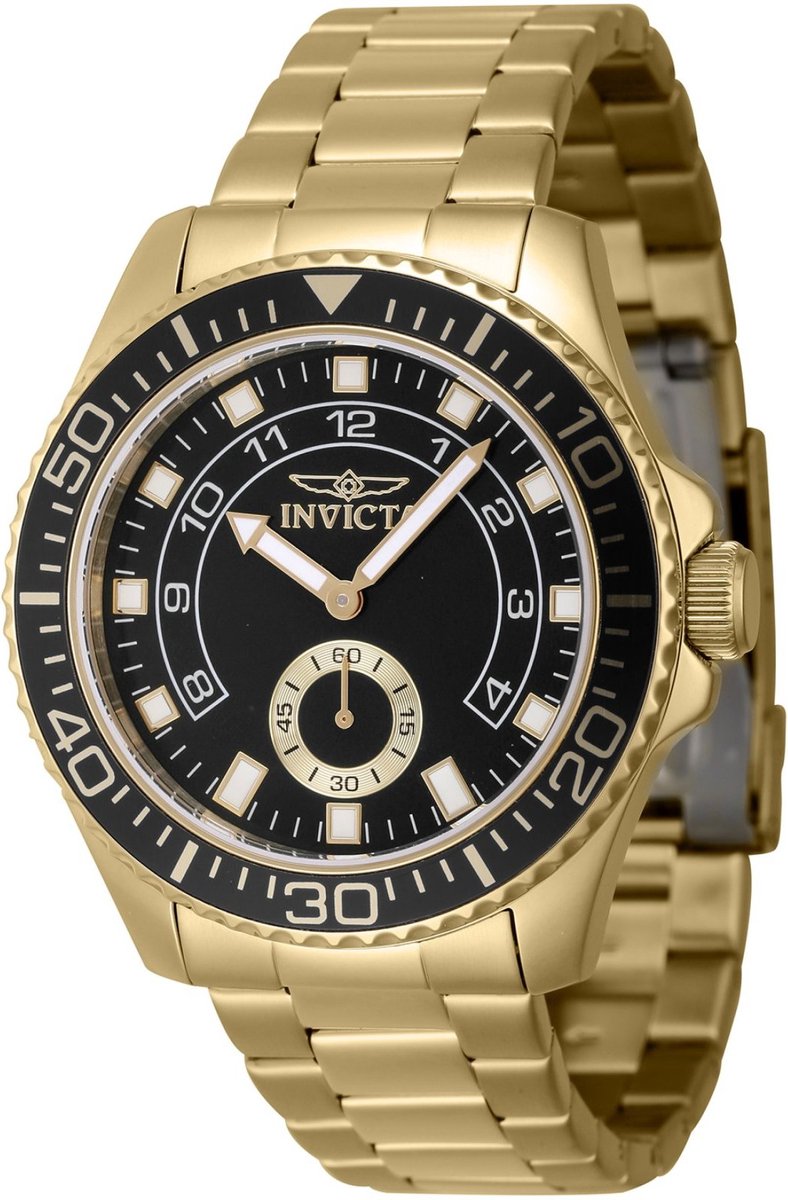 Invicta Pro Diver 47131 Heren Horloge - Waterdicht - Analoog - Quartz Uurwerk - Roestvrij Staal met zwarte Wijzerplaat - 44mm