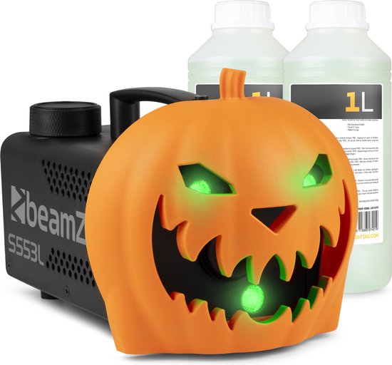 BeamZ Rookmachine Halloween - Pompoen met lichteffecten en 2 liter vloeistof - Voor Halloweenfeesten