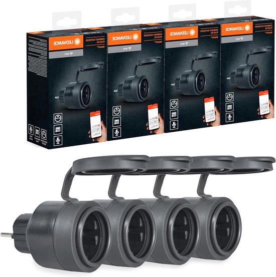 LEDVANCE 4058075729322 smart socket voor buitenshuis met ZigBee-technologie in een compact ontwerp, voor integratie van conventionele apparaten in het slimme huis, 1-pack,antraciet