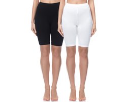 Be Mammy MS-MS10-200-LE-2P 2Pack Dames Zwangerschapsleggings Leggings - Sport - Vrijetijdsbroek - Kort - Katoen - Sporbroek – Yogabroek - Zwart/Wit - S