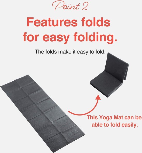 Travel Yoga Mat - Opvouwbaar en lichtgewicht - Gemakkelijk mee te nemen - Fitnessklasse - Strand - Park - Reizen - Picknics - 4mm dik - Zwarte kleur van travel — afbeelding 2