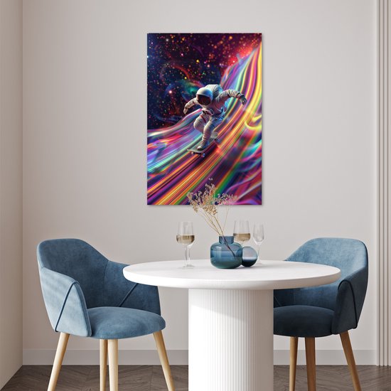 Poster 40x60 cm - Astronaute - Espace - Skateboard - Coloré - Posters - Décoration murale chambre ado - Décoration chambre ado - Accessoires chambre jeunesse ado