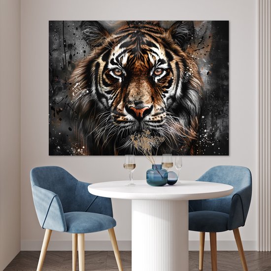 Affiche 120x90 cm - Tigre - Animaux - Portrait - Luxe - Zwart - Posters - Décoration chambre - Décoration murale salon - Décoration murale chambre