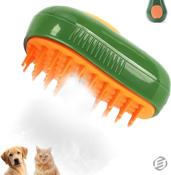 Kattenstoomborstel, 3-in-1 oplaadbare, zelfreinigende stomende honden- en kattenborstel met