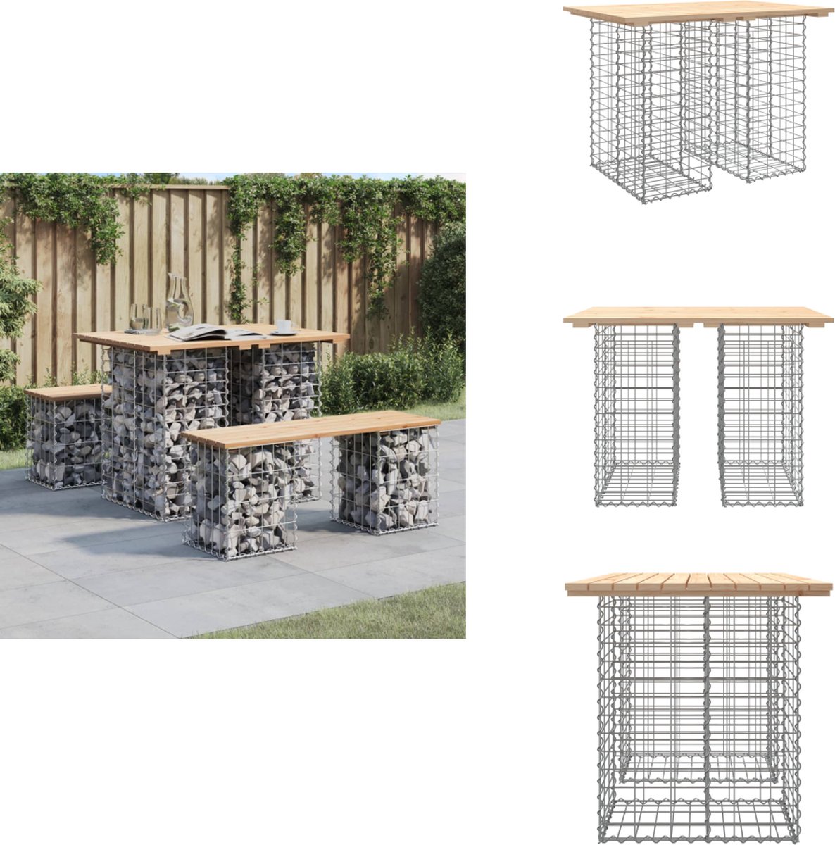 vidaXL Tuinbank - Tuinbanken - Buitenbank - Parkbank - Tuinbank schanskorfontwerp 100x70x72 cm massief grenenhout