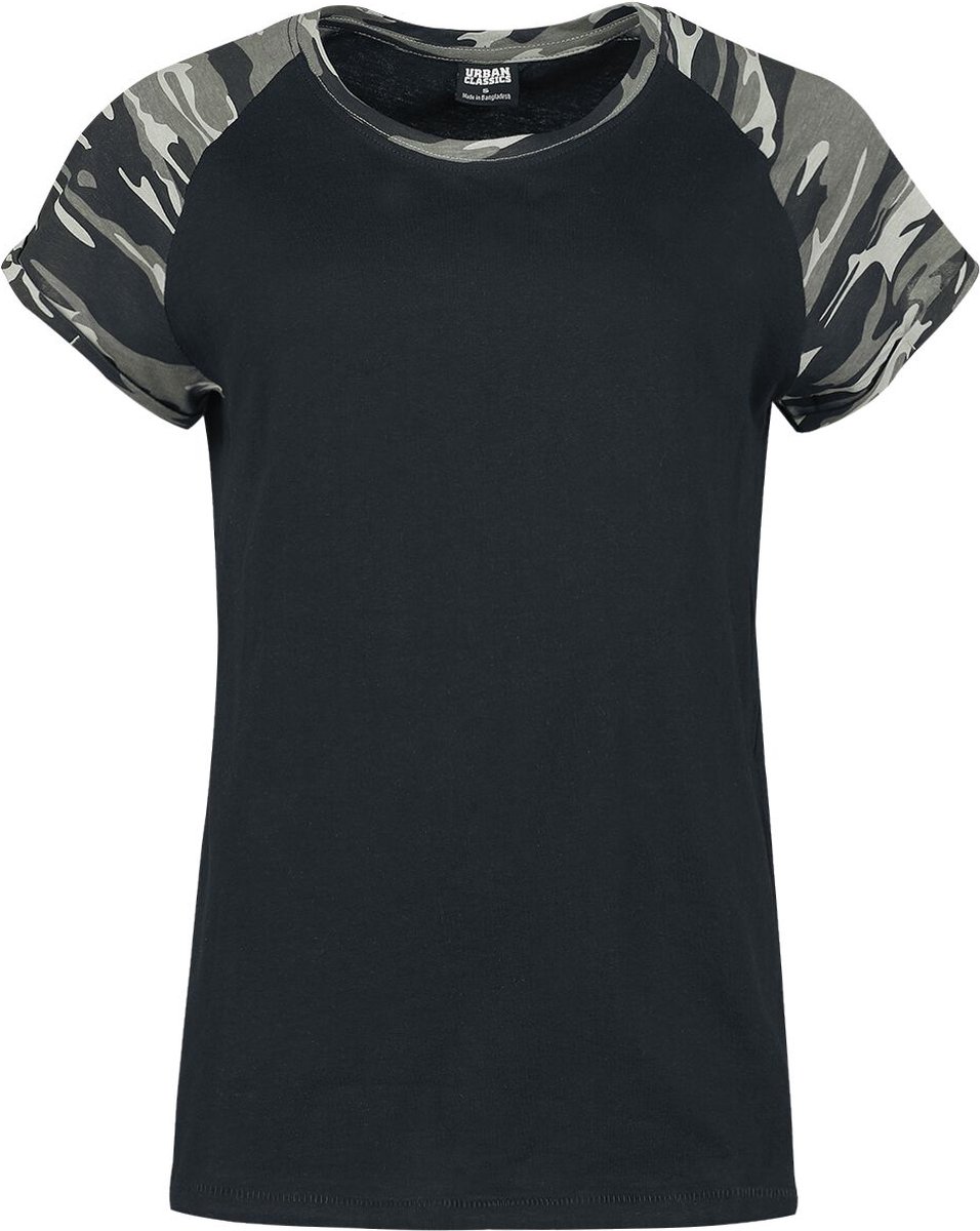 Urban Classics Contrast Raglan Tee Dames T-shirt /donkercamouflage 5XL Zwart