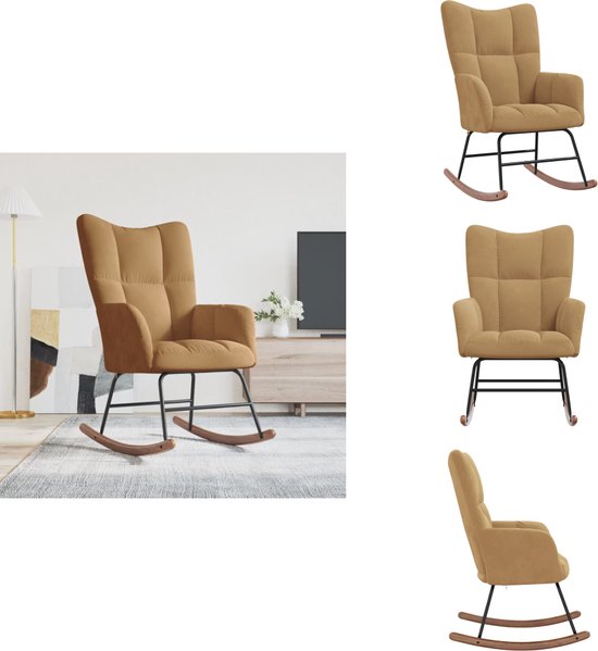 vidaXL Modèle de bloc de fauteuil à bascule - 61 x 78 x 98 cm - Velours marron - Chaise à bascule