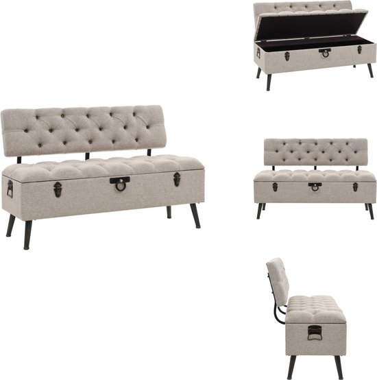 vidaXL Banc de rangement avec dossier 110 cm Tissu Crème - Banc de rangement - Bancs de rangement - Banc de rangement - Bancs de rangement