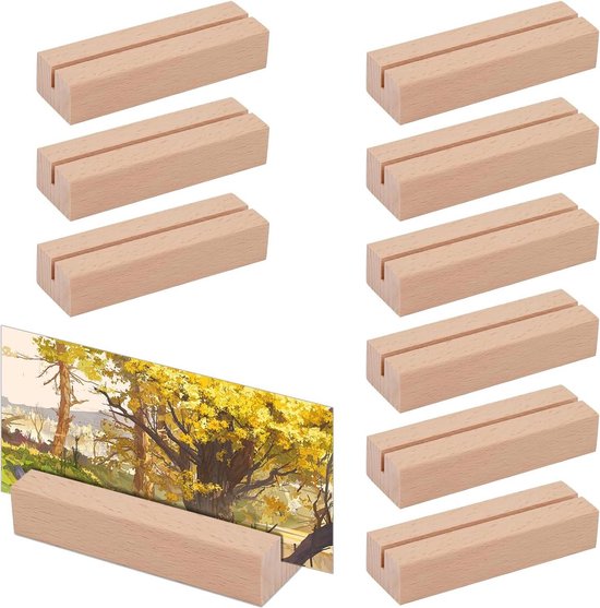10 stuks houten kaartenhouders, 10 cm, rechthoekige