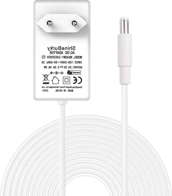 ShineBurky 24V 2A 48W LED Strip voeding, LED Strip AC Adapter 100-240V naar DC 24V Standaard EU-stekker voor LED Strip, Radio, Router, CCTV-camera (5,5 mm x 2,1 mm