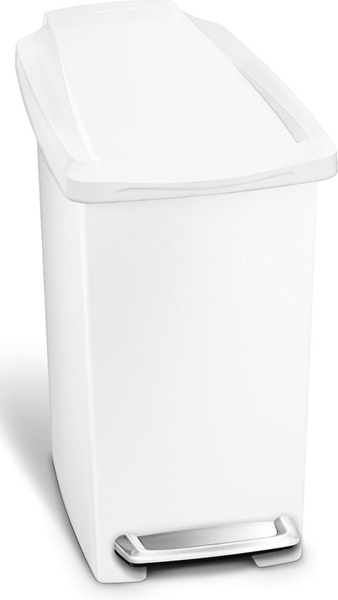 Keuken Vuilnisbak 10l smal afval blikje met deksel roestvrijstalen huizen badkamer woonkamer keuken afval kan eenvoudig design, wit/zwart Prullenbak Recyclen (Color : Blanc