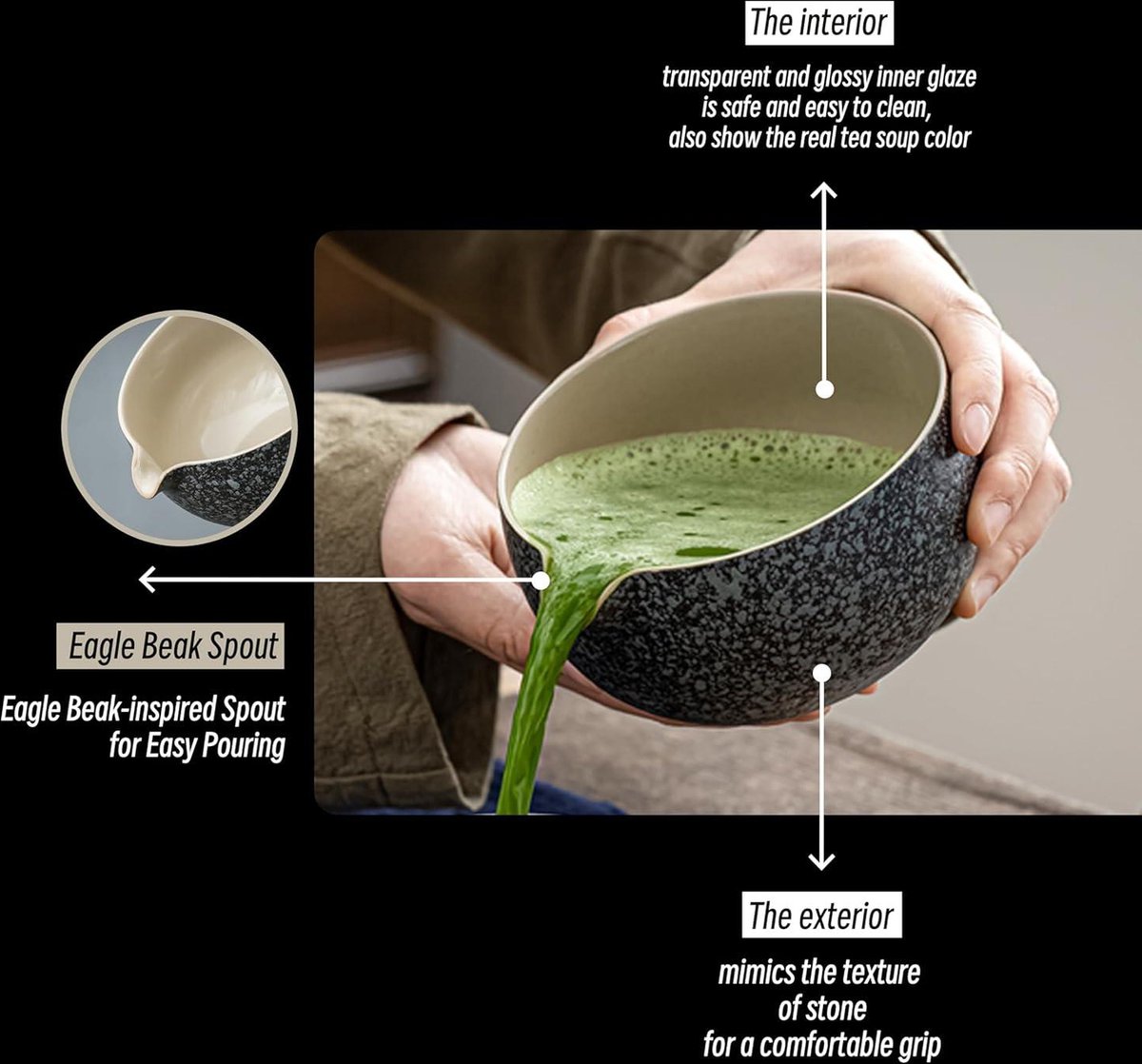 Japanisches Matcha-Teeset mit Farbbox Komplette Keramik-Teekanne und Schüssel zu