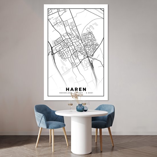 Carte Poster - Cheveux - Zwart - Wit - 120x180 cm XXL