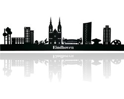 Skyline van Eindhoven - Zwart-mdf - 60cm - Wanddecoratie van hout