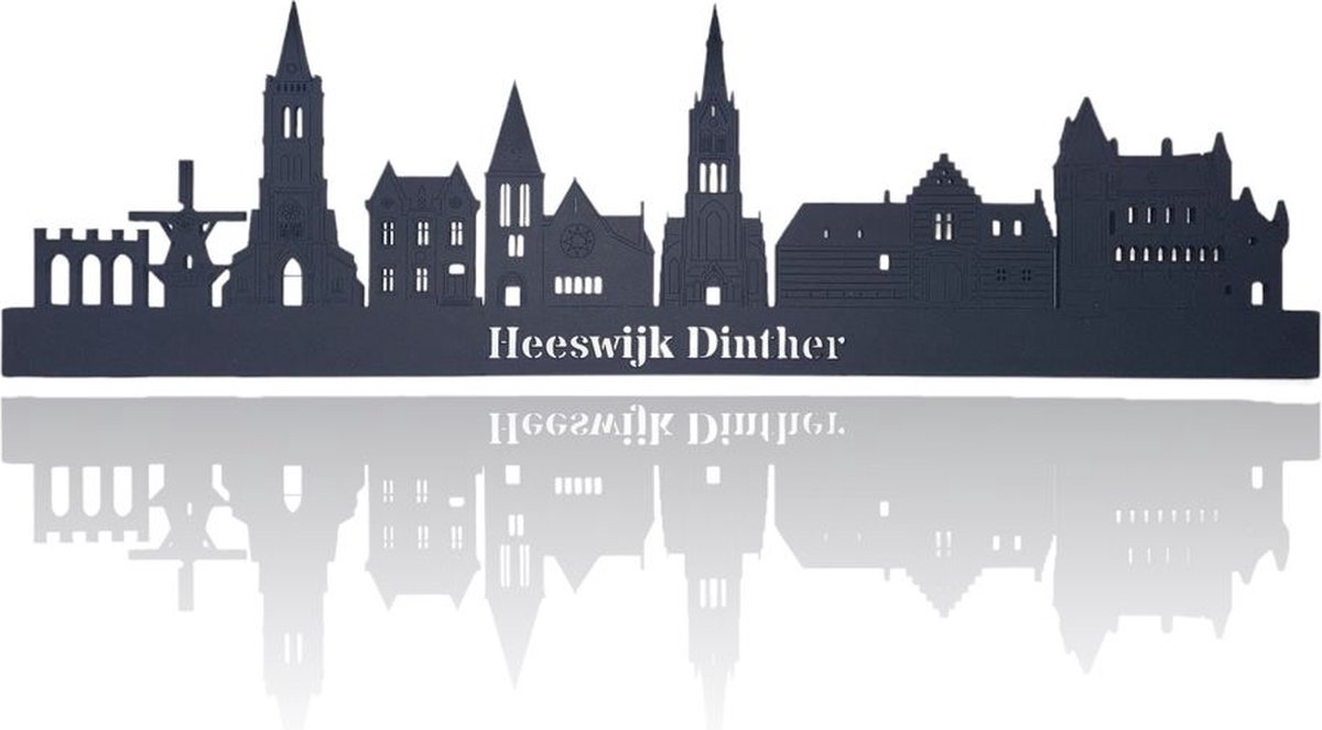 Skyline van Heeswijk Dinther - Zwart-mdf - 110cm - Wanddecoratie van hout
