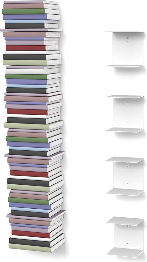 4 stuks zwevende boekenplanken, onzichtbare boekenplank, zwevende