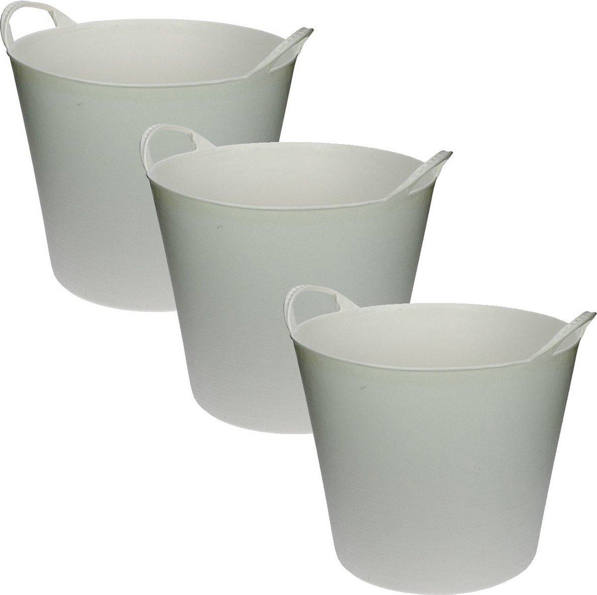 Goedkoopste Flexibele emmer/wasmand/kuip - 3x stuks - wit - 20 liter - Opbergmanden - Wasmanden - Flexibele emmers - 35 x 30 cm