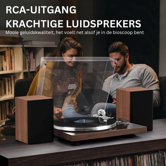 SEEYING® Platenspeler Meubel - Platenspeler Kast Met Bluetooth - Platenkast - Vinyl Meubel - Ip Meubel - 2 Snelheden - Vintage Platenspeler van SEEYING — afbeelding 3