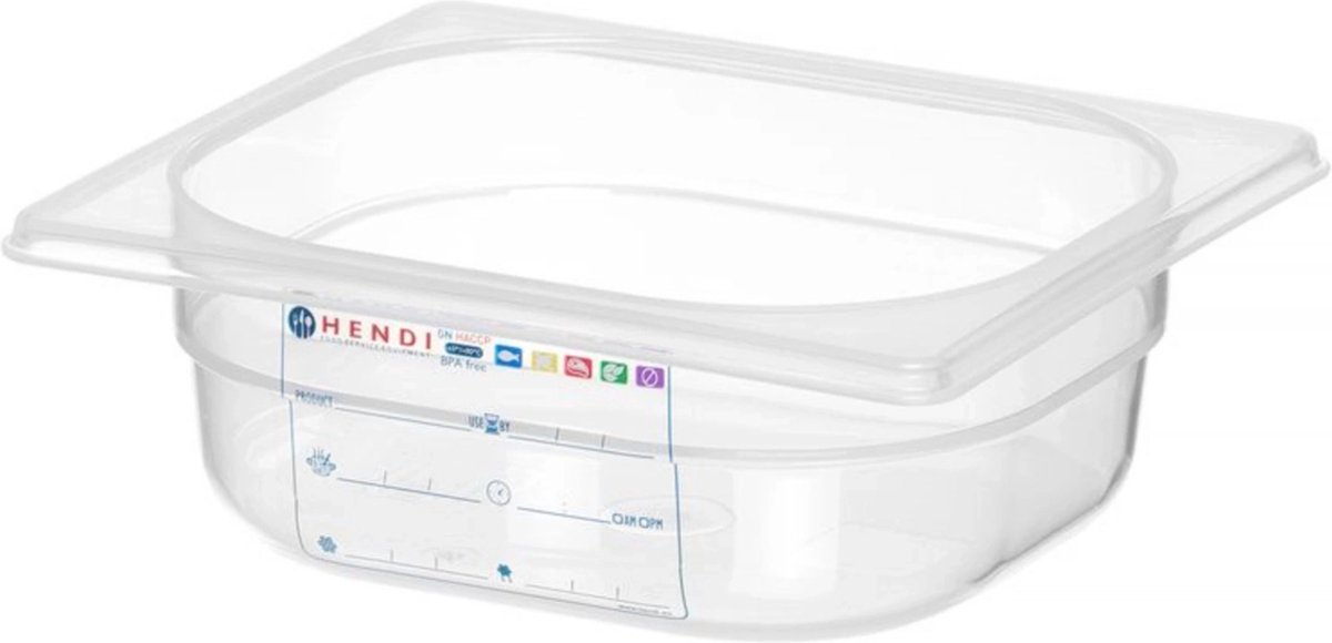 HENDI Gastronorm bak – luchtdicht – transparant – 1 liter – 176x162x65 mm