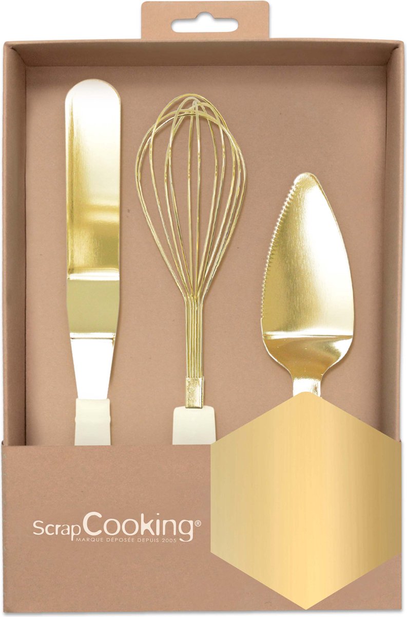 ScrapCooking Spatel, Garde en Taartschep Goud set/3