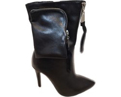 RUON- HALFHOOG LEDERLOOK LAARSJE-NAALDHAK 8 CM-EXTRA PURSE-38