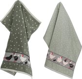 Torchon de cuisine et torchon de Luxe Kip Vert foncé| 65,00 x 65,00 cm du château de Bunzlau | 100% coton biologique | Torchon 60x53cm et Torchon 65x65cm