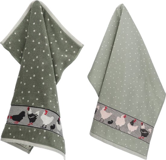 Torchon de cuisine et torchon de Luxe Kip Vert foncé| 65,00 x 65,00 cm du château de Bunzlau | 100% coton biologique | Torchon 60x53cm et Torchon 65x65cm