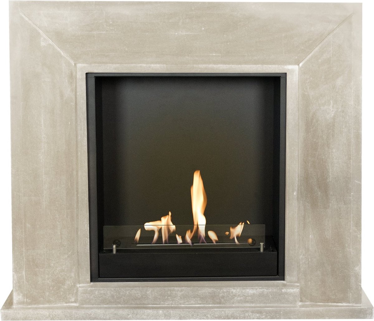 Xaralyn Bio-ethanol haard - Nero BIU-SWU - wit gepolijst natuursteen - 3 KW verwarming - haardombouw inclusief inbouwhaard - schouw