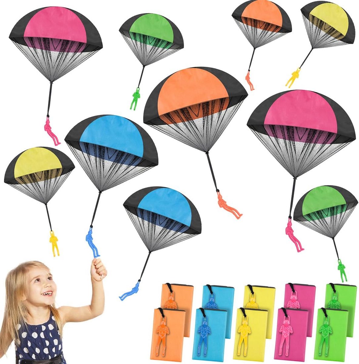 Parachutespringer Speelgoed voor Kinderen - 10 Stuks Spannend Outdoor Vliegspeelgoed