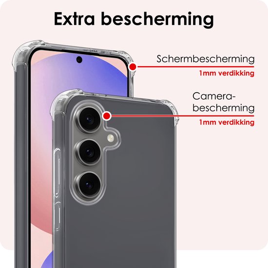 Hoesje - Geschikt voor Samsung Galaxy S24 FE - Sterk & Shockproof - Siliconen Case - Back Cover - Telefoon Hoes Shock Proof - Transparant