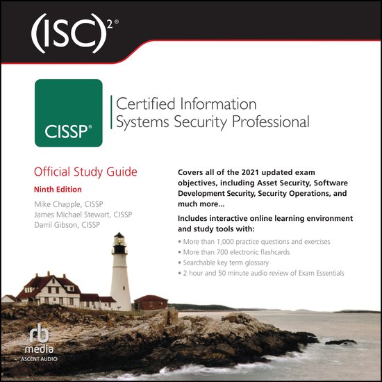 (ISC)² CISSP Certified Information Systems Security Professional officiële studiehandleiding, negende editie, met een vuurtoren op de kaft.