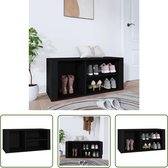 Meuble à chaussures The Living Store Zwart - 100 x 35 x 45 cm - Bois robuste - Espace de rangement suffisant