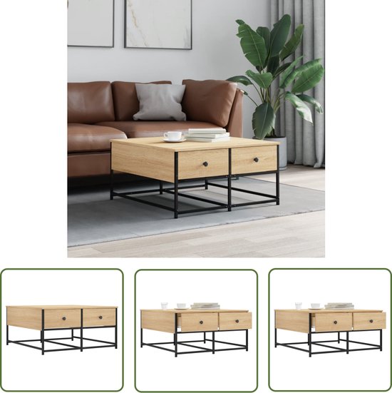 Handgemaakte salontafel PURE NATURE 70cm rond teakhout met glazen blad