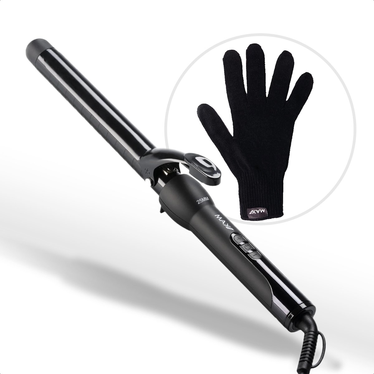 Max Pro Clip 25mm Krultang - Voor Kort en Lang Haar - Krultangen - Met Klem - Curler - Met Handschoen - Curling Iron thumbnail 6