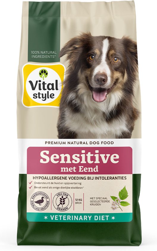 Vitalstyle Sensitive Met Eend - Hondenbrokken - Graanvrij - Hypoallergeen - Verminderd voedselintolerantie - 12 kg