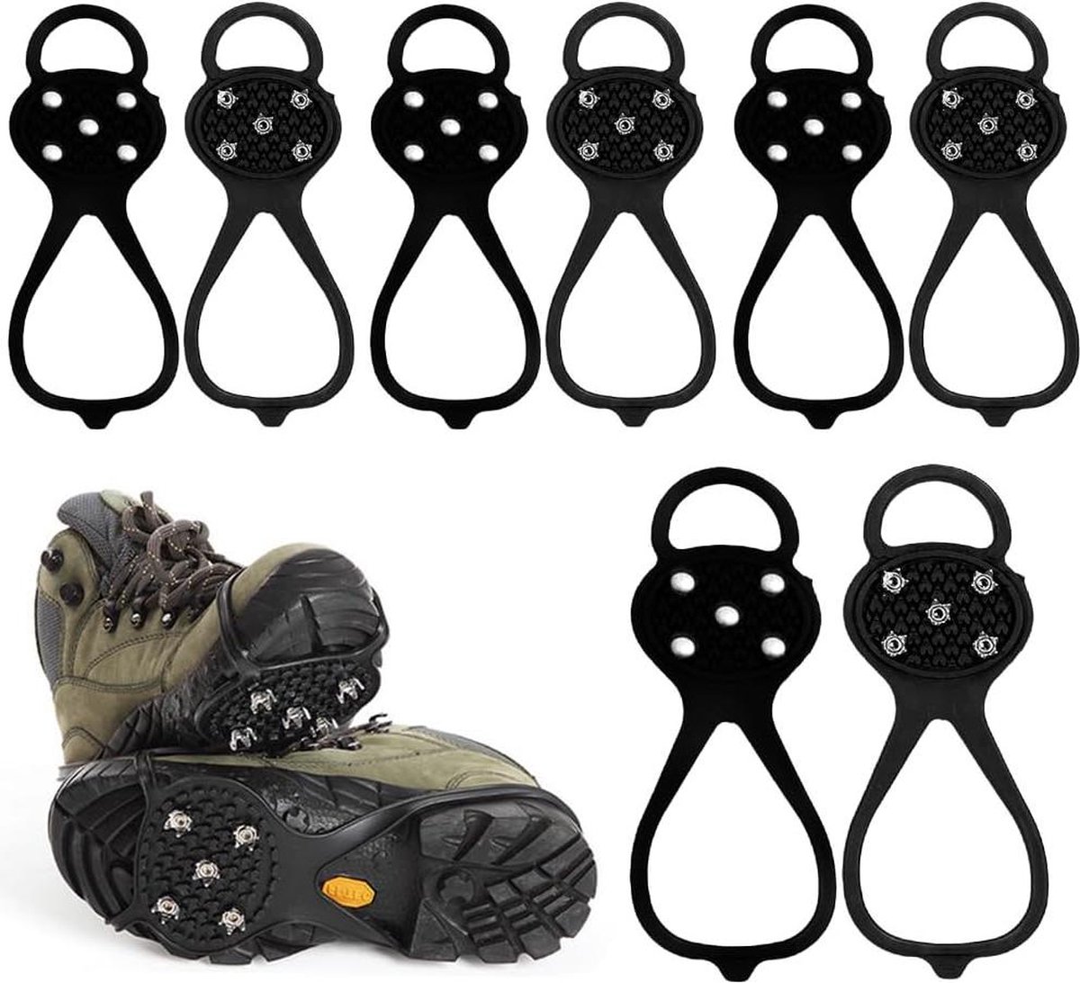 Sneeuw 4 paar ijsstokken antislip ijsspikes tractie 5 klinknagels winter outdoor camping vissen (M)