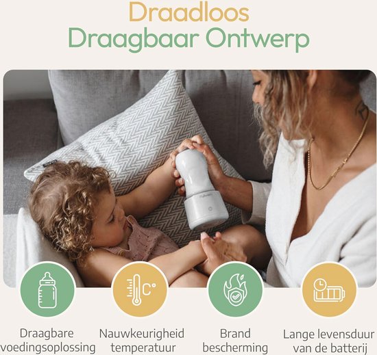 Draagbare Baby Flessenwarmer - Oplaadbare Flessenwarmer voor Onderweg - Geschikt voor Flesvoeding & Borstvoeding - USB Oplaadbaar (Wit) van $ — afbeelding 5